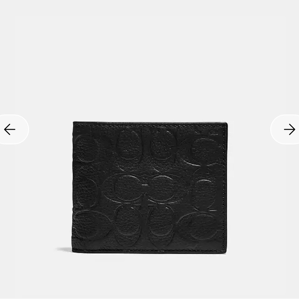 Coach Slim Billfold Wallet in Signature Leather Coach Logo Embossed BNWT